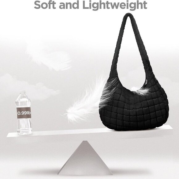 Puffer Tote Bag for Women Large Quilted Tote Bag Quilted Carryall Bag Soft Puffy - Picture 3 of 7